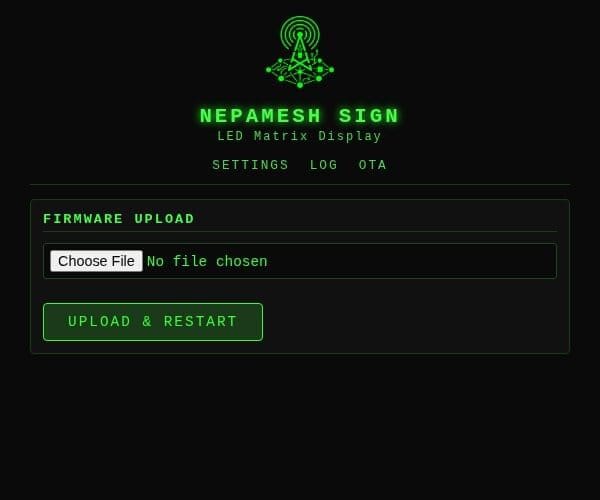Web interface OTA firmware upload page