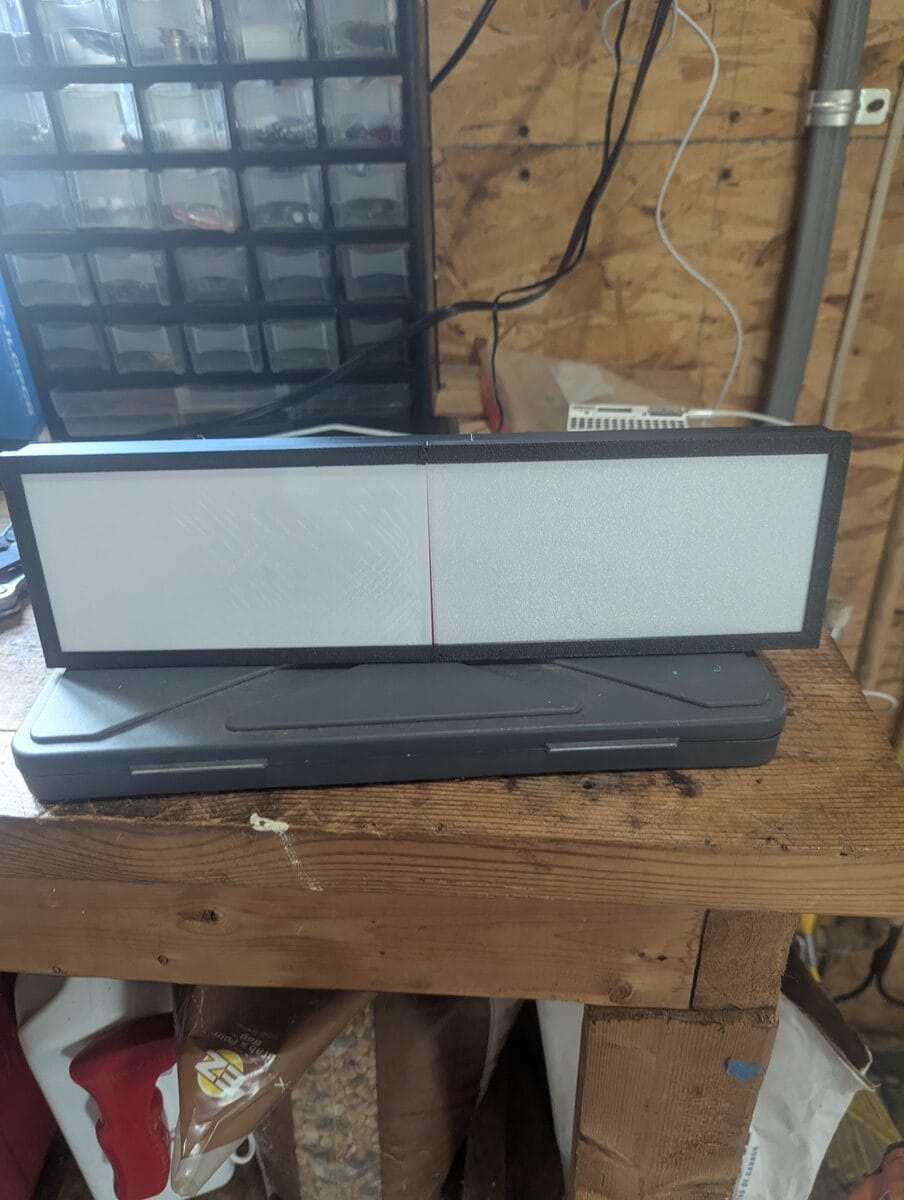 3D printed LED matrix frame with frosted diffuser panels installed