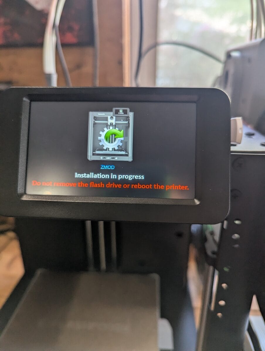 ZMOD installation in progress screen